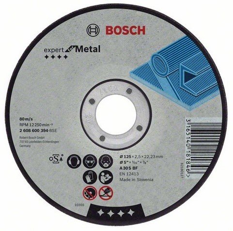 Metalo pjovimo diskas BOSCH, 125 x 2,5 x 22,23 mm, A 30 S BF