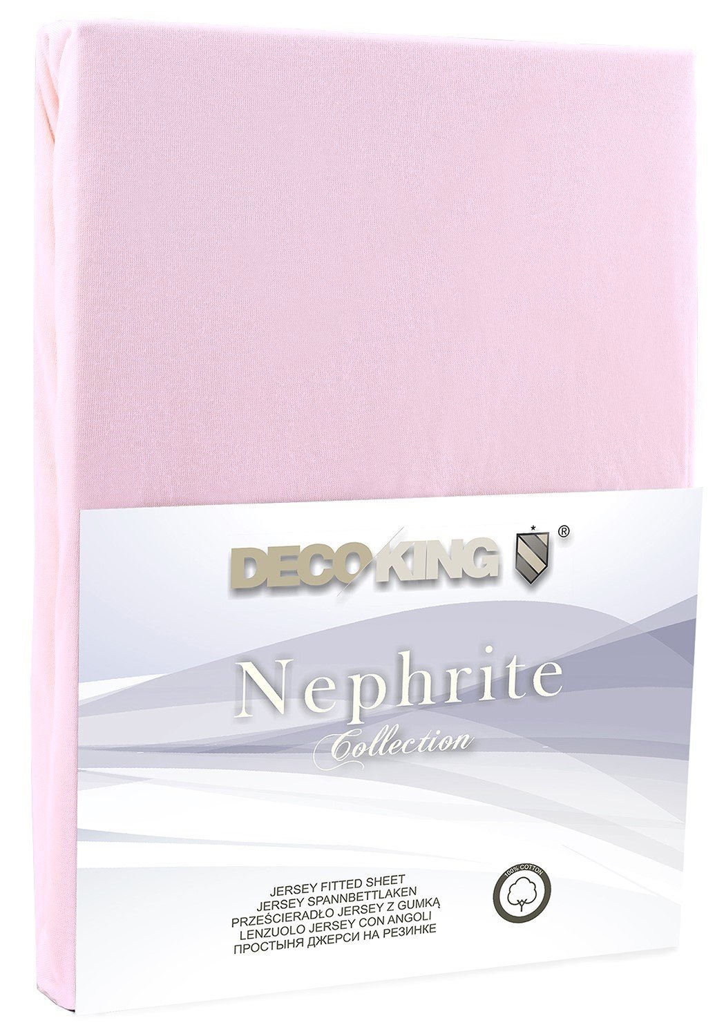Jersey paklodė su guma Decoking NEPHRITE Powder pink, 220x240 cm