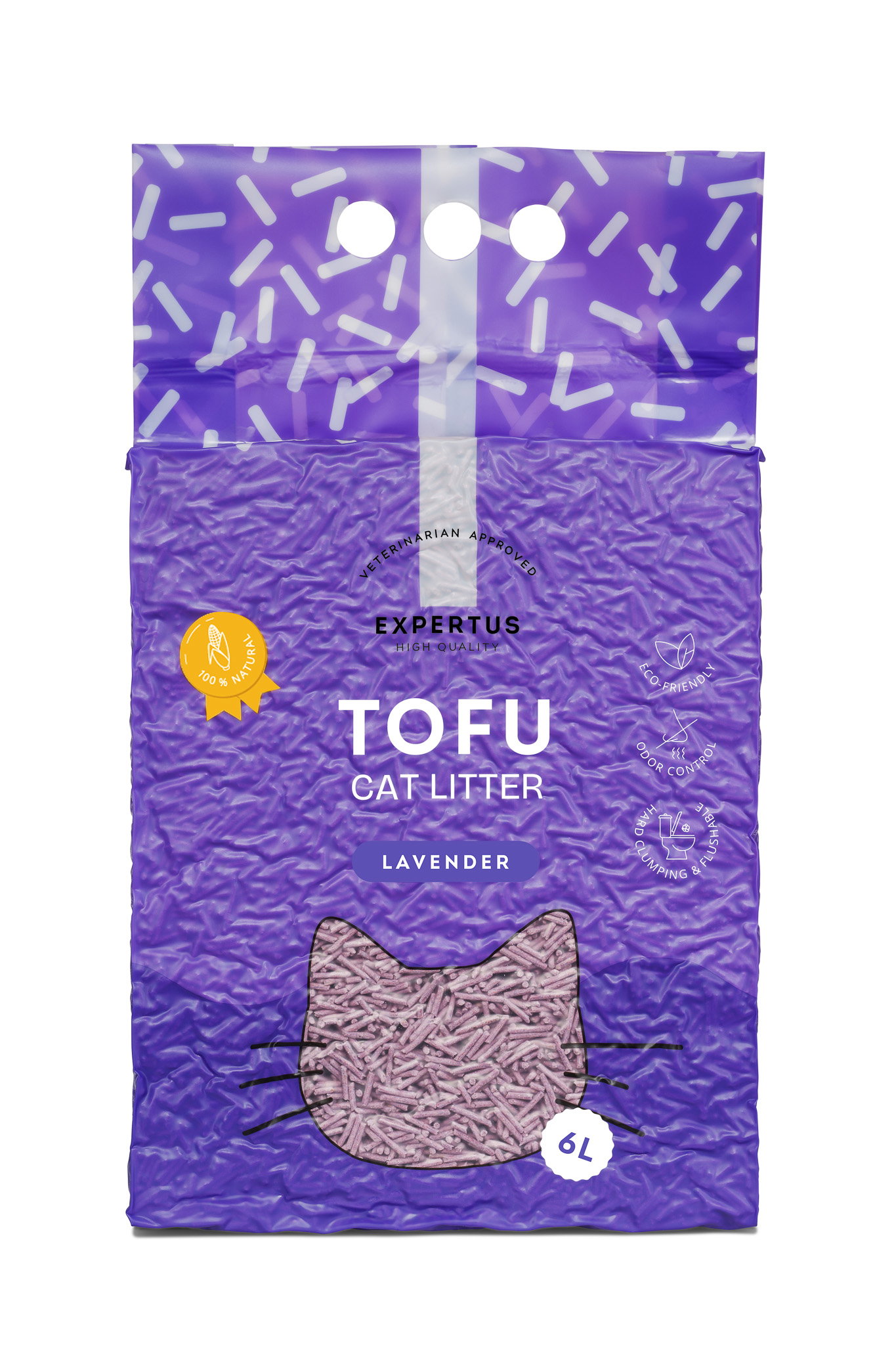 Tofu kraikas katėms EXPERTUS, levandų kvapo, 2 mm, 6 L-0