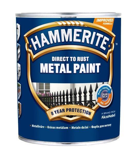 Metalo dažai HAMMERITE SMOOTH FINISH, blizgūs, juodos sp., 5 l-0