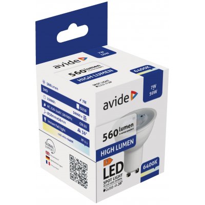 LED lemputė AVIDE, GU10, 7W (=50W), 6400K, 220-240V, 630 lm, 36°