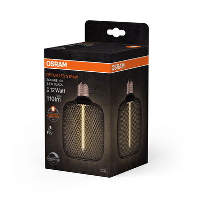 Dekoratyvinė LED lemputė OSRAM DECO, E27 SQ100BK, 3,5 W, 1800K, 150 lm, NON-DIM, juodos sp-1