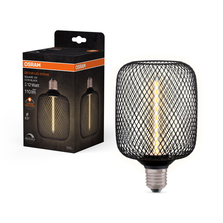 Dekoratyvinė LED lemputė OSRAM DECO, E27 SQ100BK, 3,5 W, 1800K, 150 lm, NON-DIM, juodos sp - 3