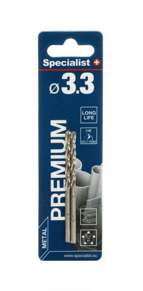 Metalo grąžtas SPECIALIST+ Premium, 3,3 mm, HSS, 2 vnt.-2