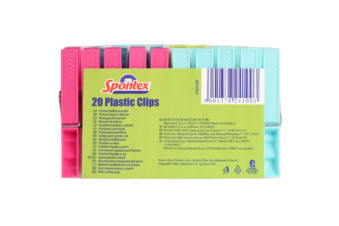 Plastikiniai skalbinių segtukai SPONTEX, 20 vnt.-0