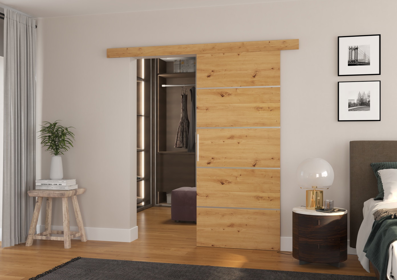 Stumdomos durys TONY 86, 86 x 205 cm, ąžuolo-0