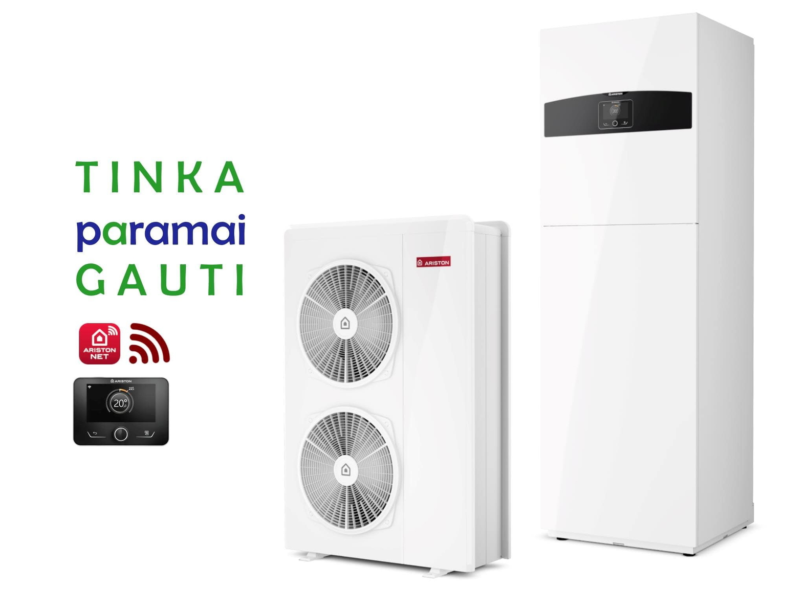 Šilumos siurblys Oras-Vanduo Ariston Nimbus R32, Compact, 150 S T Net 16.90 kW Φ3, su integruotu 177l vandens šildytuvu ir Wi-Fi-0