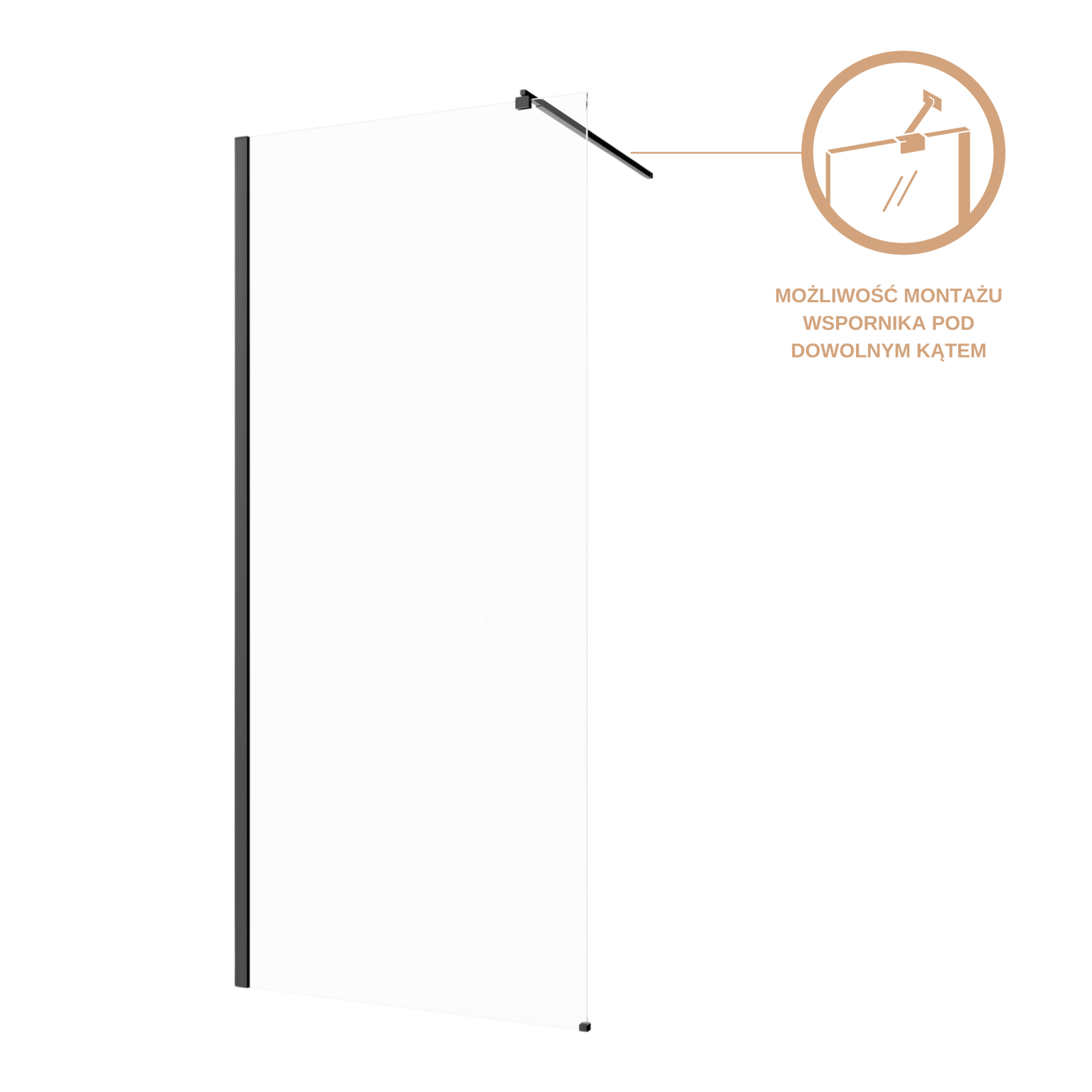Dušo sienelė Invena, 110 cm x 200 cm, skaidri/juoda-0