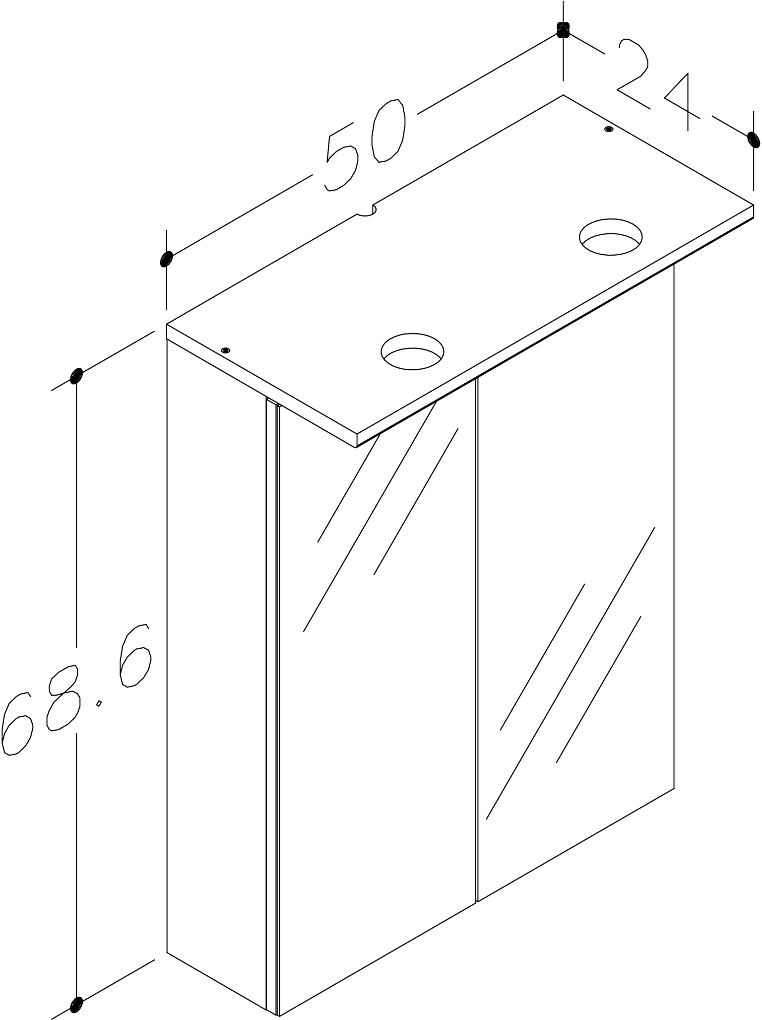 Vonios spintelė RB BATHROOM TETRA, su veidr., LED apšvietimu, baltos sp., 50 x 69 x 24 cm-1