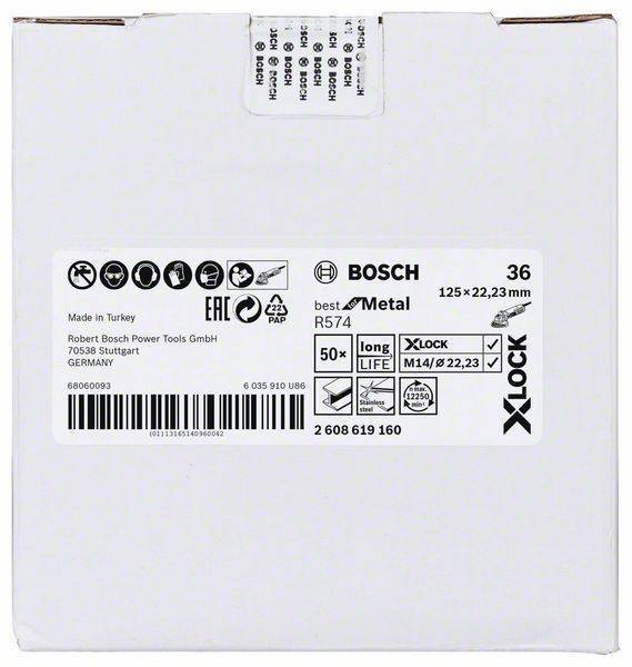 Šlifavimo diskelis BOSCH X-Lock, 125 mm, K 36 - 3