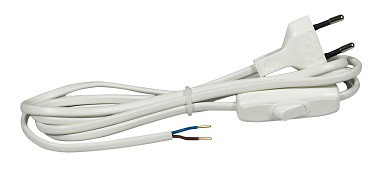 Laidas su kištuku ir jungikliu 2x075/2m, Baltos sp.-0