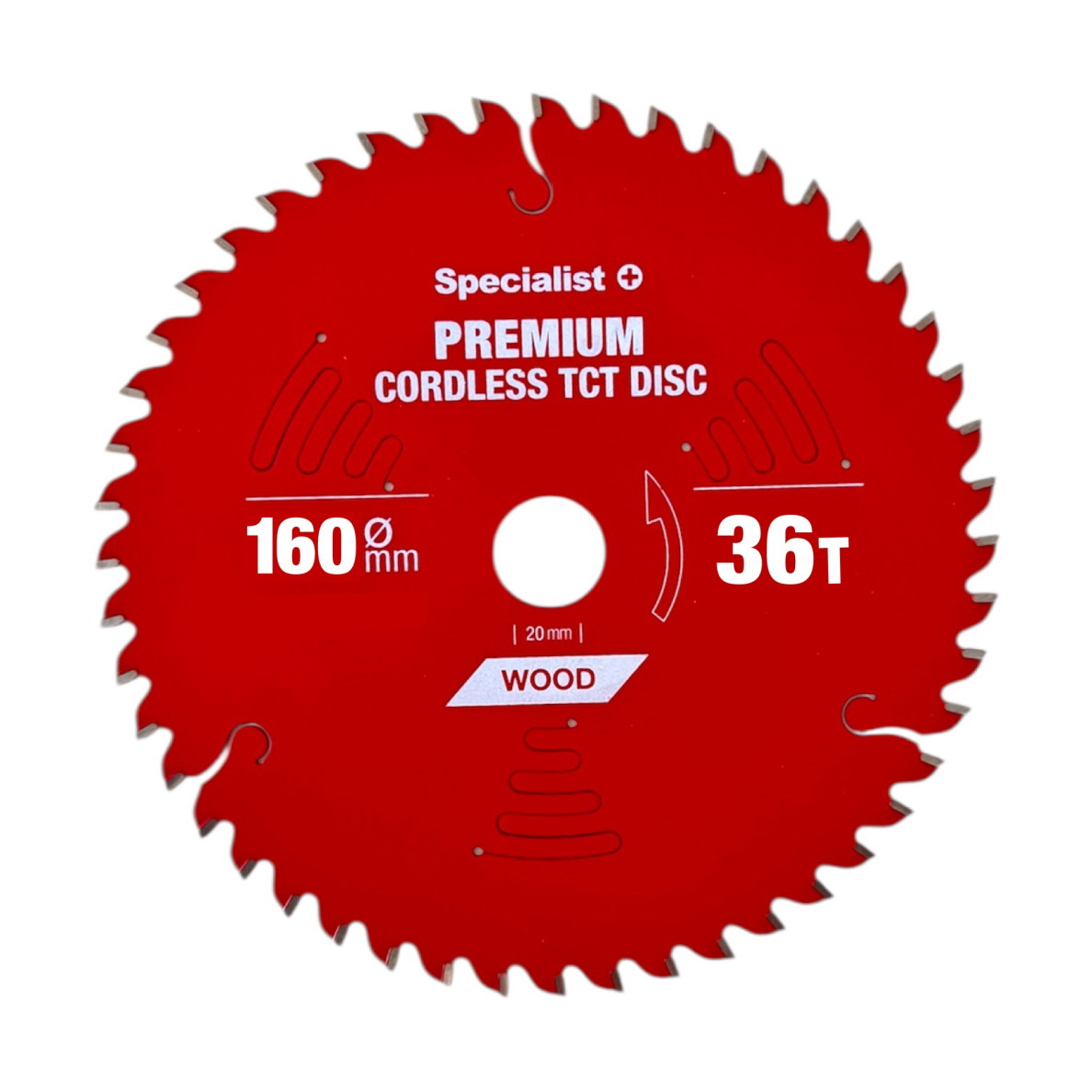 Medžio pjovimo diskas SPECIALIST+ Premium Cordless, 160 x 1,6 x 20 mm, 36 dantų, 15°, TCT