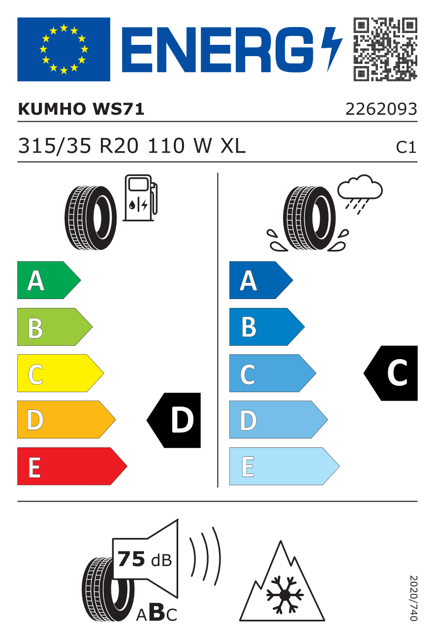 Kumho WinterCraft WS71 315/35 R20 110 W-1