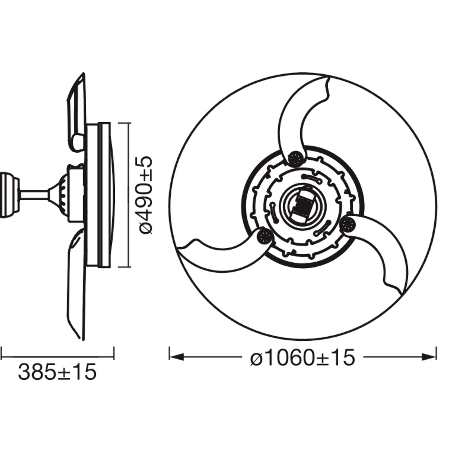 LED šviestuvas-ventiliatorius OSRAM RETRACTABLE, 30+36W, 3000/4000/6500K, 4200lm Ø49-107cm, su pultu - 3