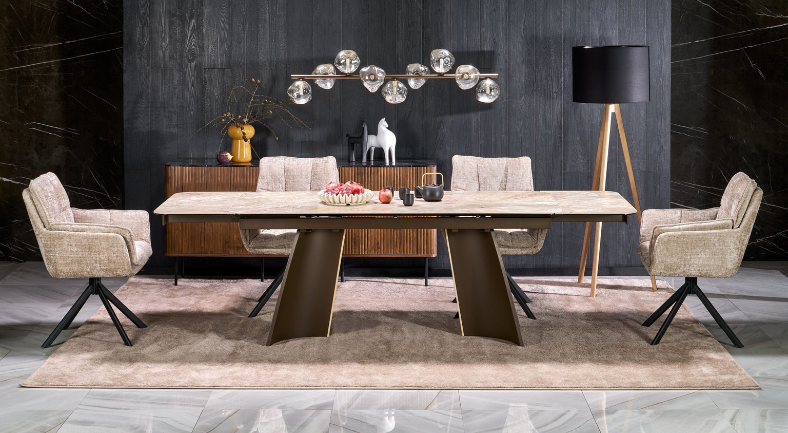 Valgomojo stalas išskleidžiamas Vesna, ruda sp./smėlio sp., 180 - 260 cm x 90 cm x 76 cm-0