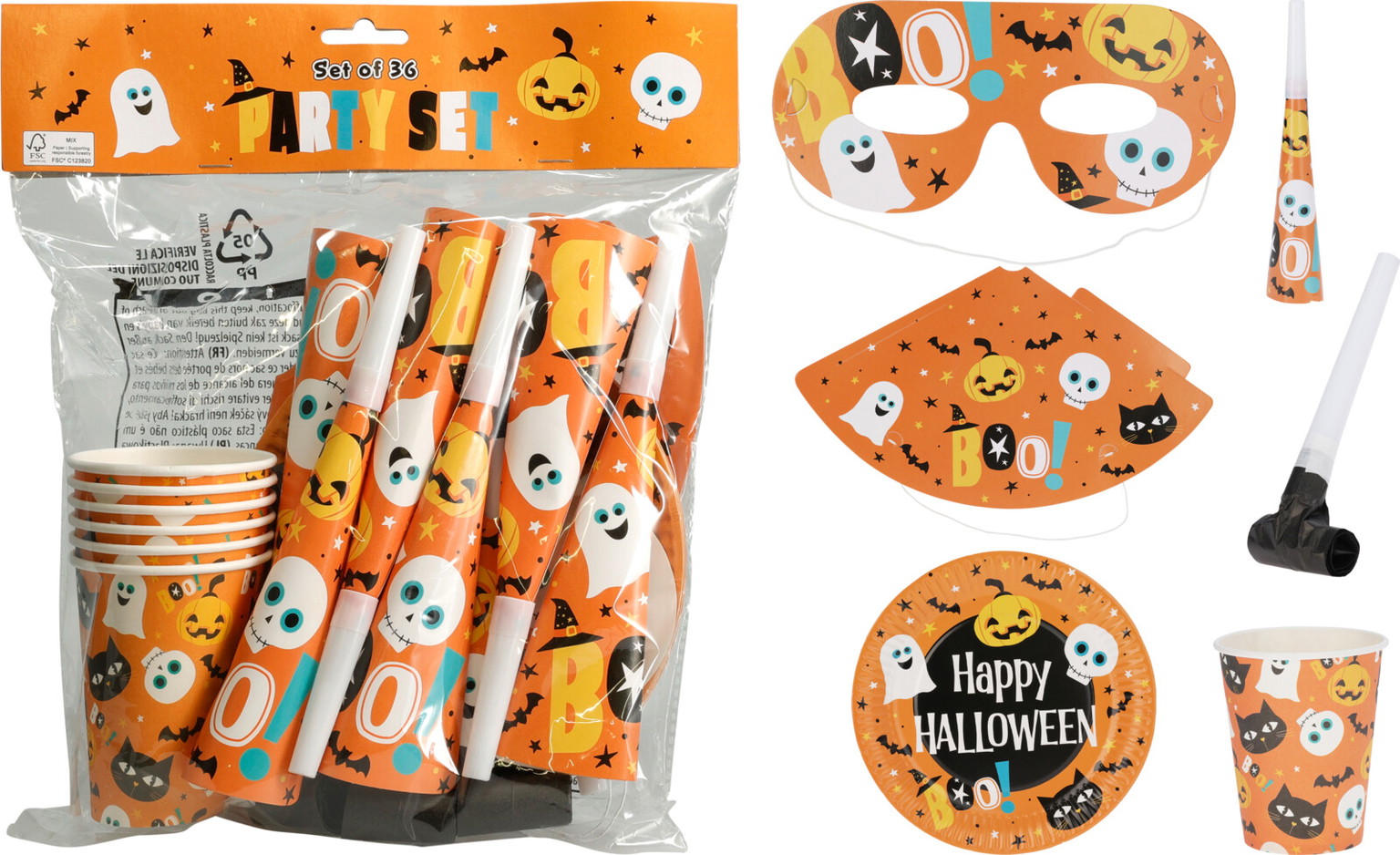 Dekoracijų rinkinys HALLOWEEN PARTY SET, įvairių sp., 8 x 26 x 28,5 cm-0