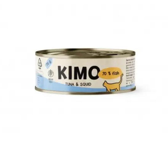 Konservuotas kačių ėdalas KIMO, su tunu ir kalmarais, 70 g