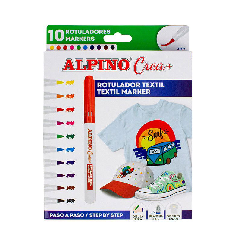 Žymekliai tekstilei ALPINO Crea+ 10 spalvos 4mm-0