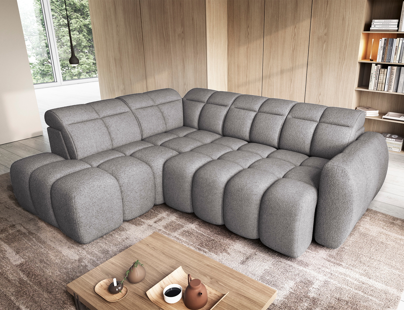 Kampinė sofa Falconn Paolli 04, pilka sp., kairinė, 208 x 258 cm x 107 cm - 5