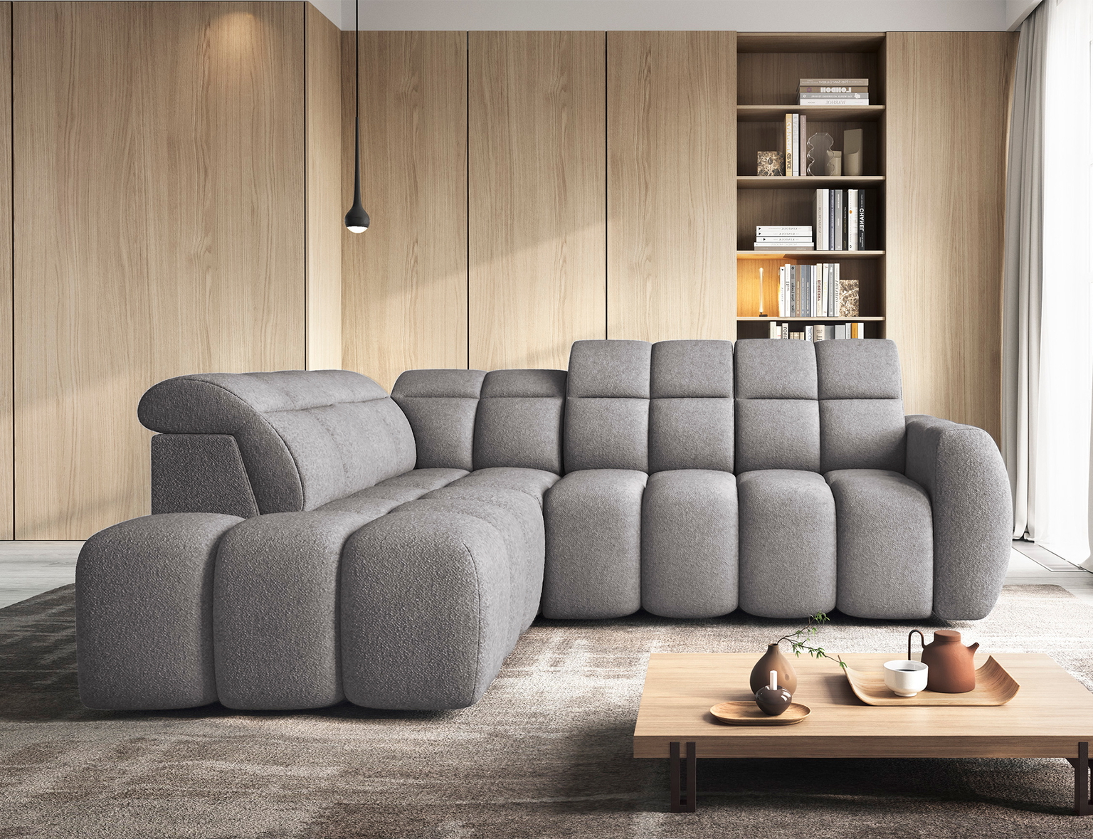 Kampinė sofa Falconn Paolli 04, pilka sp., kairinė, 208 x 258 cm x 107 cm-1