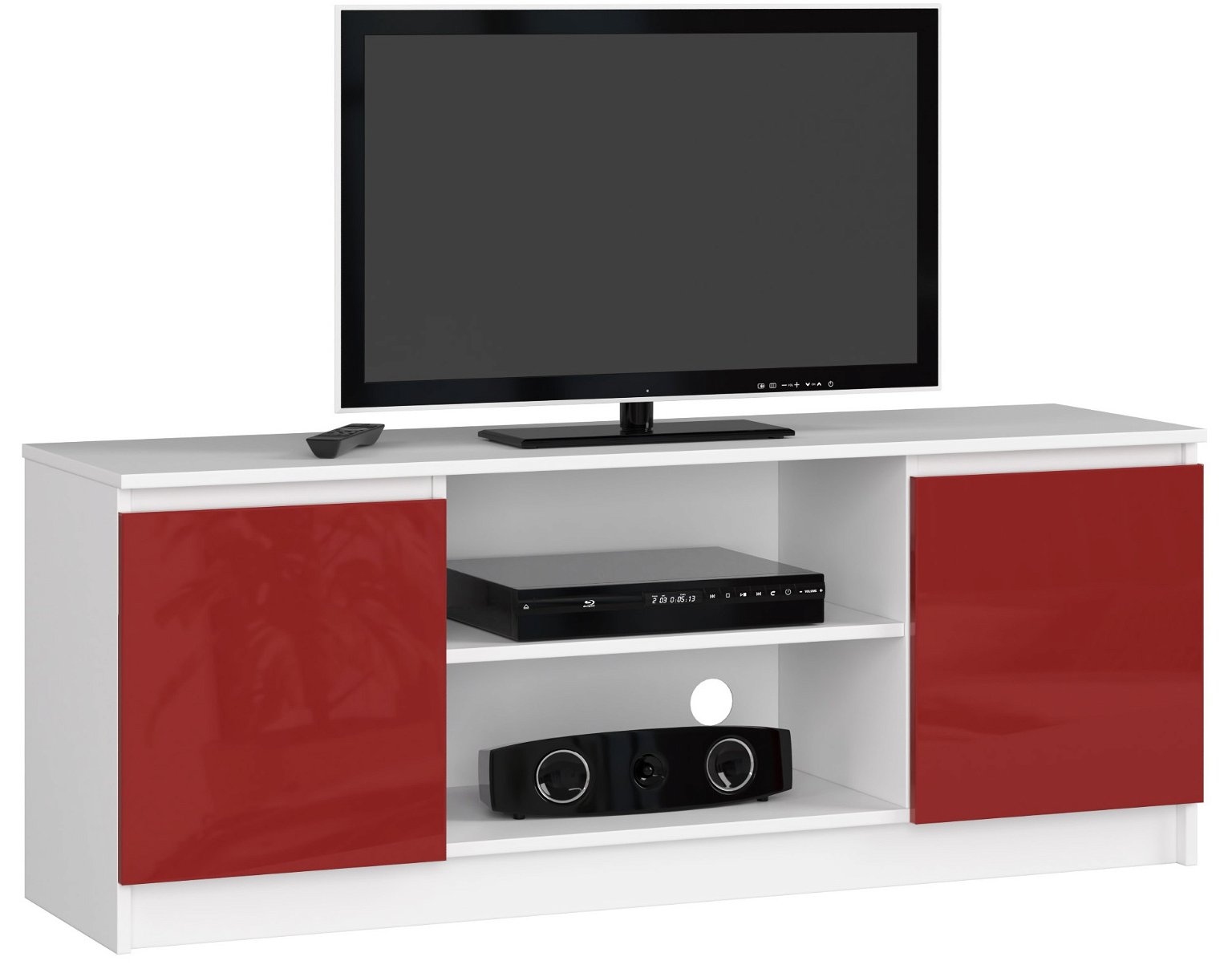 TV staliukas K140, balta/raudona blizgi