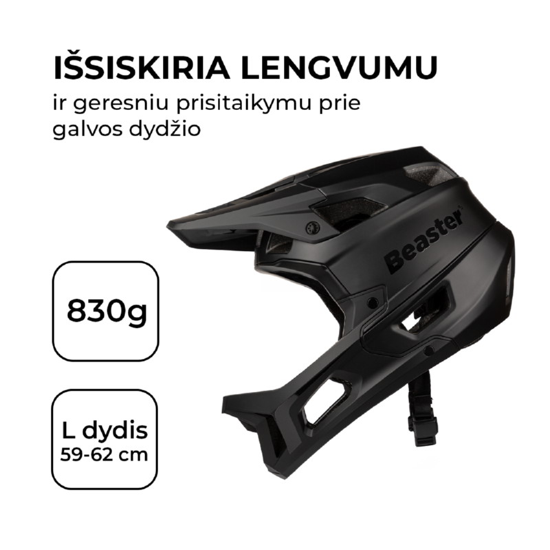 Šalmas Beaster BS830BL, L dydis - 6