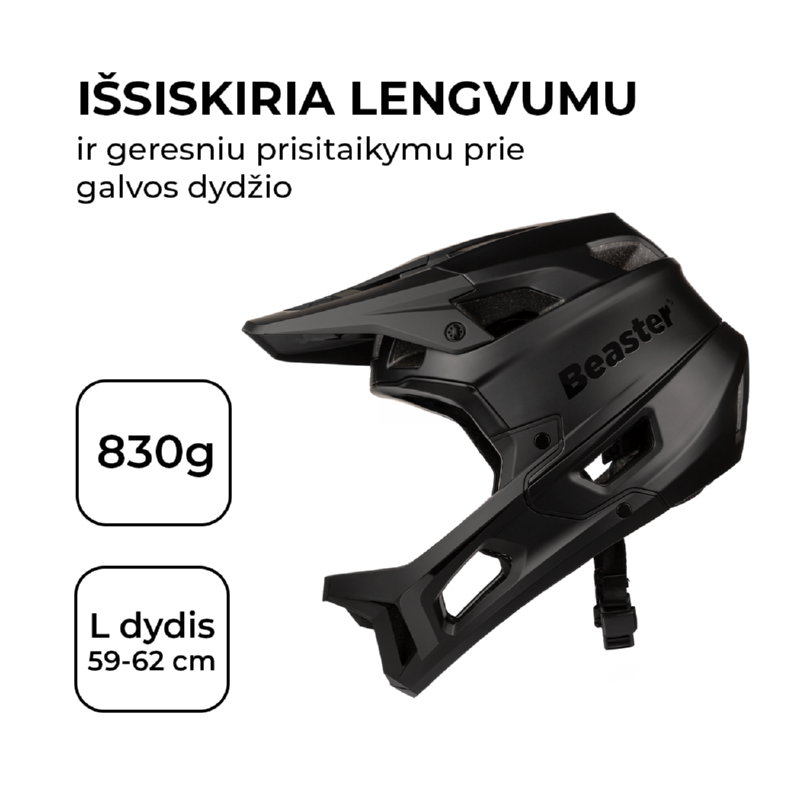 Šalmas Beaster BS830BL, L dydis - 6
