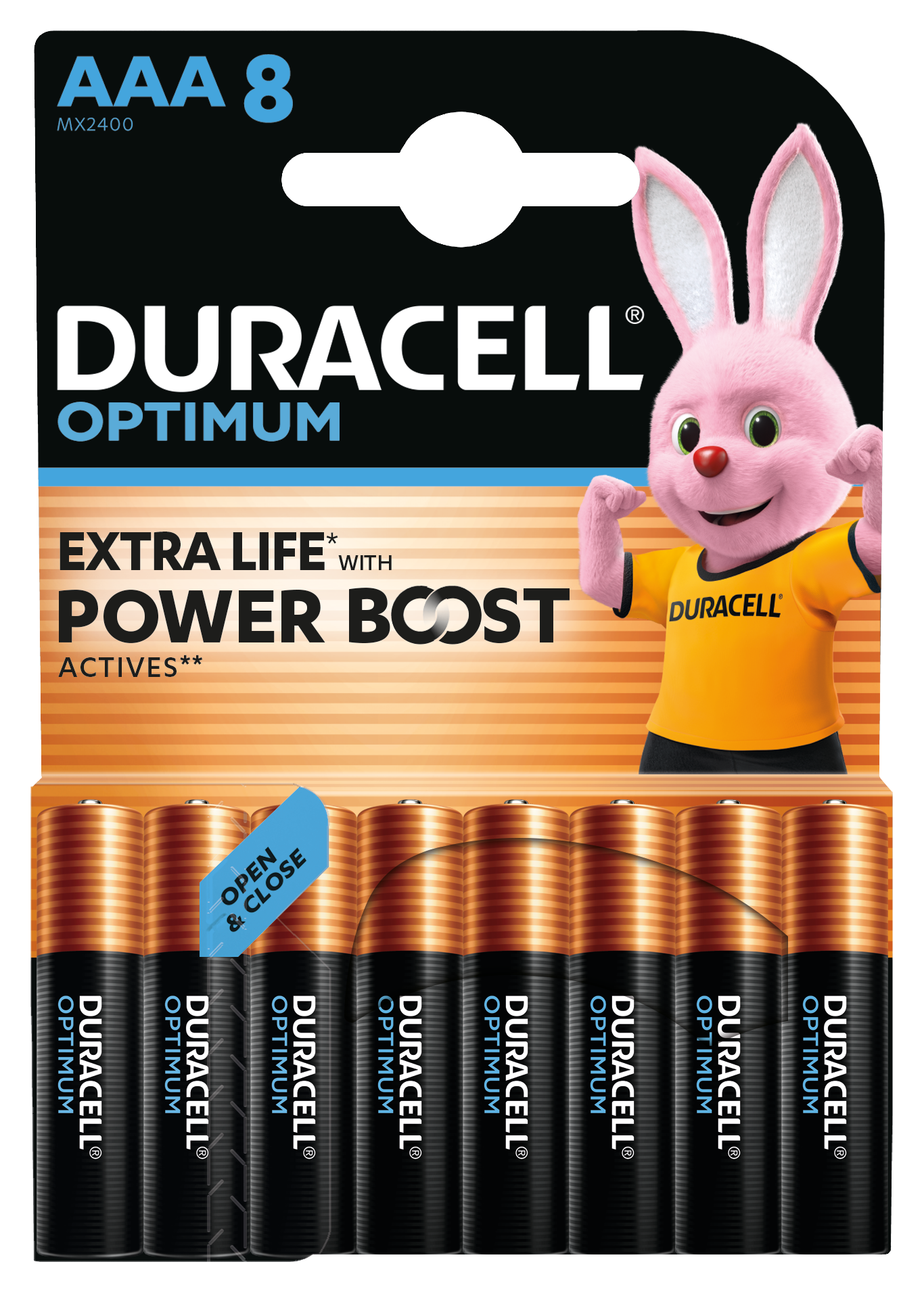 Elementai DURACELL OPTIMUM EXTRA LIFE, AAA, 8 vnt - 1