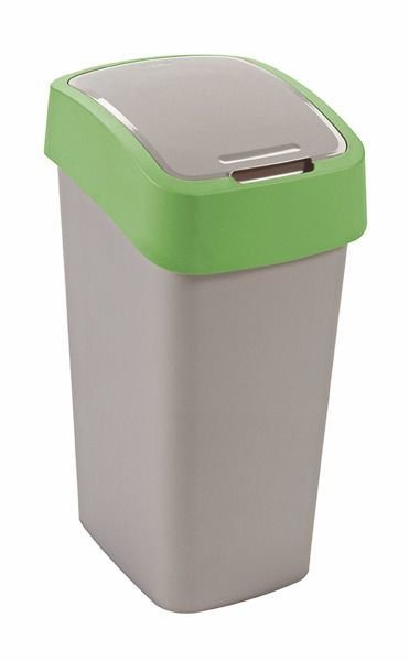 Šiukšlių dėžė CURVER FLIP BIN, plastikinė, pilkos/žalios sp., 29 x 37 x 65 cm, 50 l