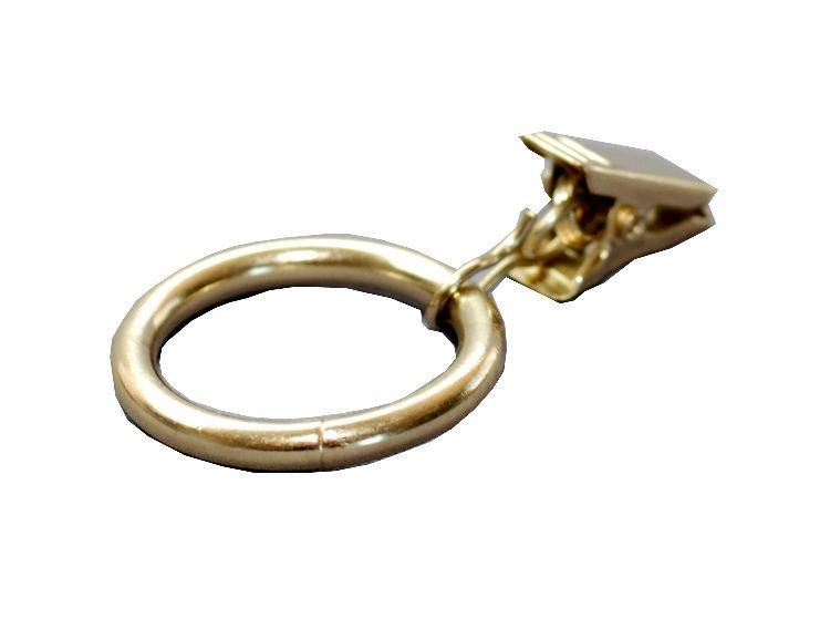 Karnizo žiedai su segtukais CLASSIC, metaliniai, blizgios aukso sp., Ø16 mm, 10 vnt.