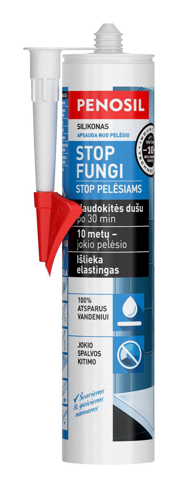 Antipelėsinis silikoninis hermetikas PENOSIL STOP FUNGI, bespalvis, 310 ml