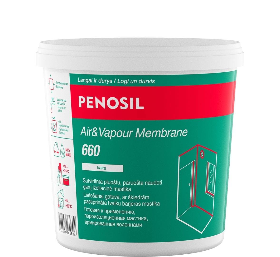 Garų izoliacinė mastika PENOSIL Air&Vapour Membrane 660, baltos sp., 1 kg
