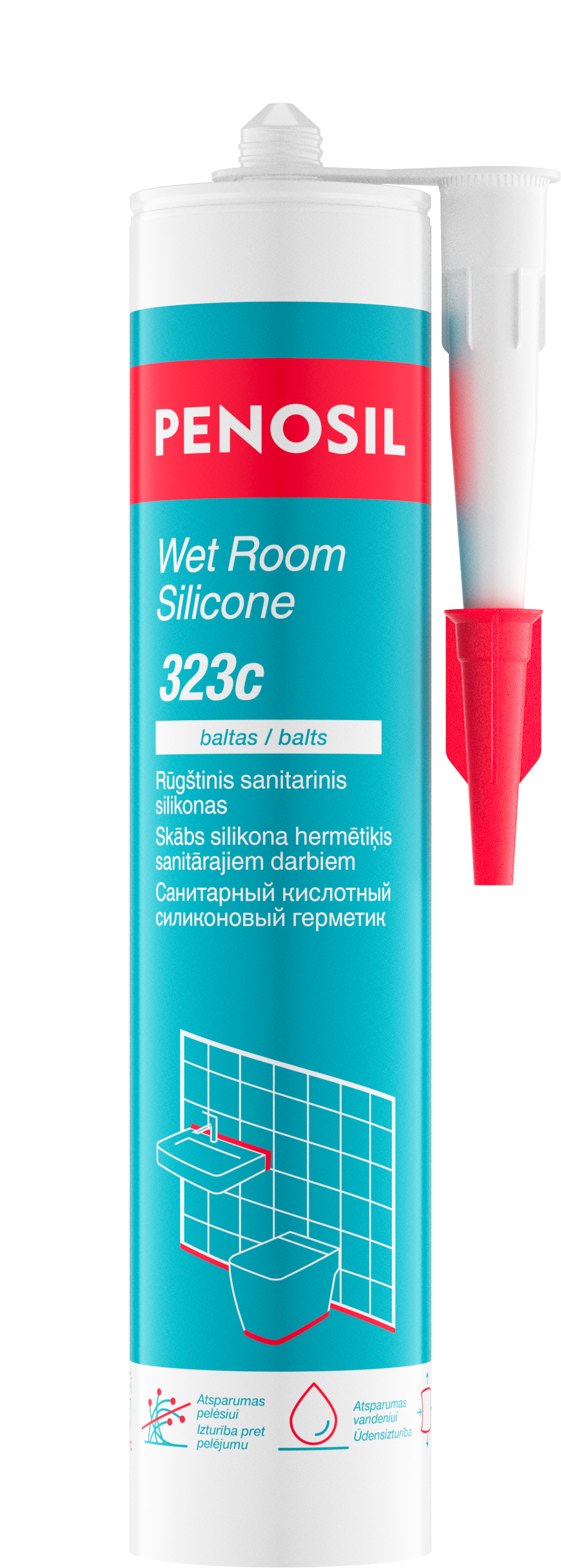 Rūgštinis silikonas PENOSIL Wet Room Silicone 323, baltos sp., 280 ml-0