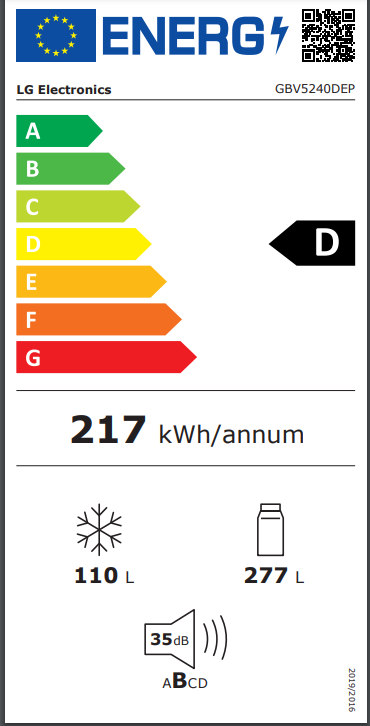 Šaldytuvas su šaldikliu LG GBV5240DEP, 203 cm - 5