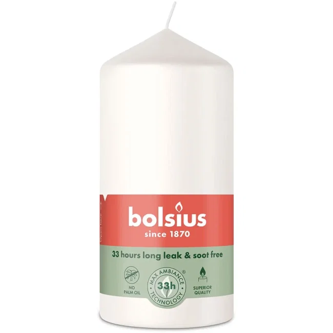 Cilindrinė žvakė BOLSIUS, baltos sp., 5,8 x 12 cm-0