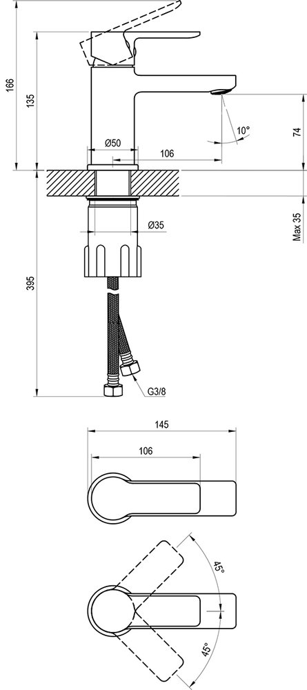 Praustuvo maišytuvas SL 012.20BL, be dugno vožtuvo, juoda - 5