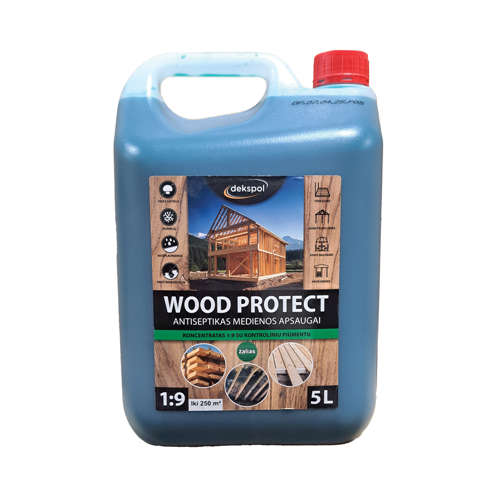 Medienos antiseptikas DEKSPOL WOOD PROTECT, koncentratas 1:9, žalios sp., 5 L-0