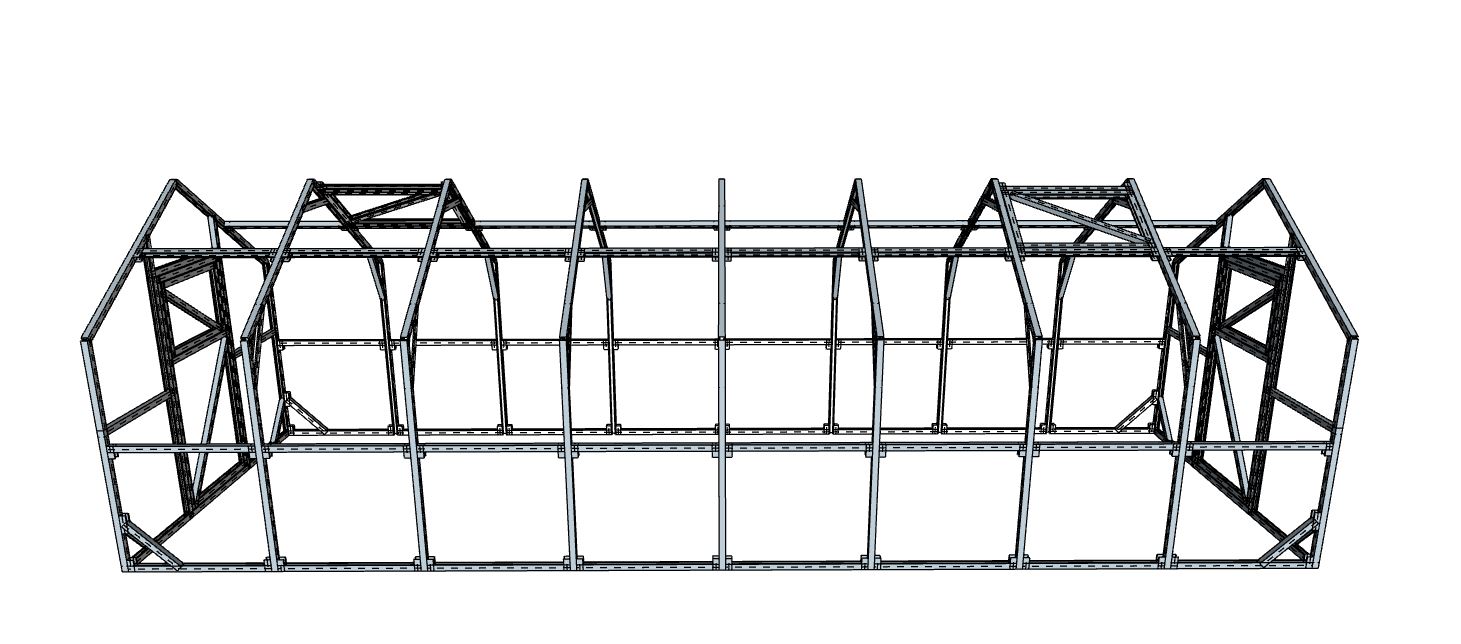 Dvišlaitis šiltnamis, 4 mm polikarbonato danga, 2.65 x 7.52 m, 20 kv.m - 3