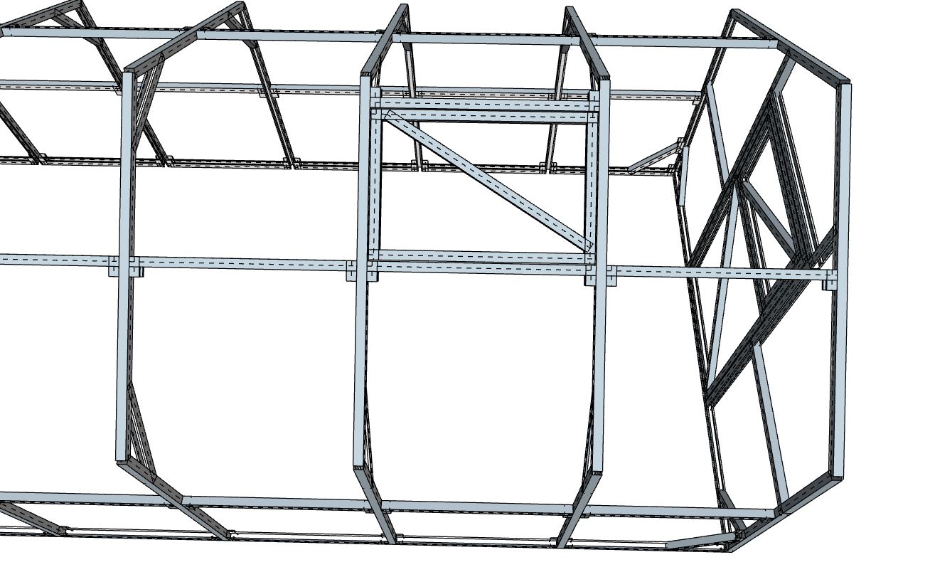 Dvišlaitis šiltnamis, 4 mm polikarbonato danga, 2.65 x 7.52 m, 20 kv.m - 4