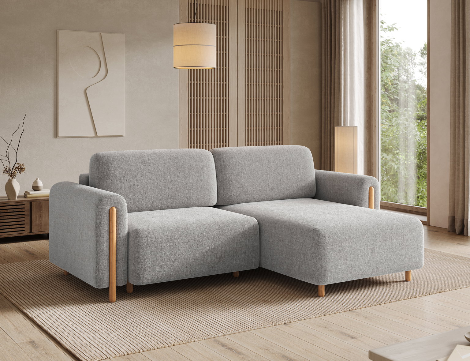 Kampinė sofa Acossta, šviesiai pilka sp., dešininė, 154 x 244 cm x 95 cm - 4