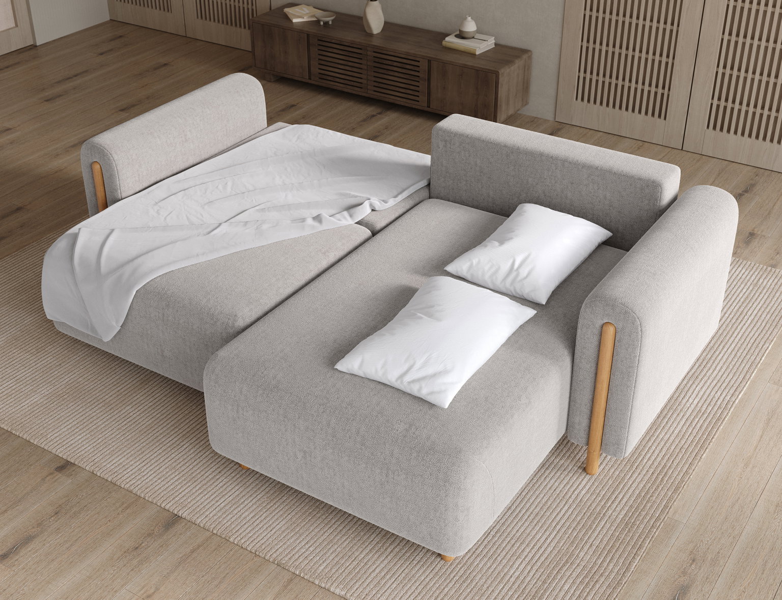 Kampinė sofa Acossta, šviesiai pilka sp., dešininė, 154 x 244 cm x 95 cm - 6