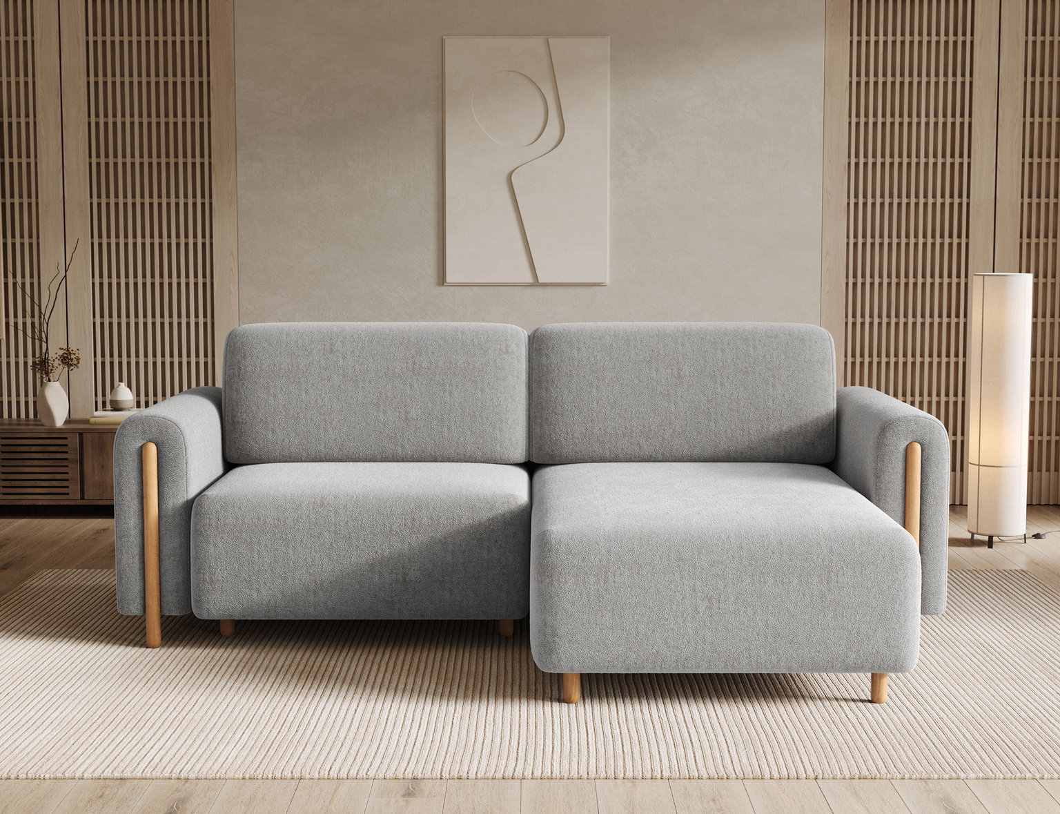 Kampinė sofa Acossta, šviesiai pilka sp., dešininė, 154 x 244 cm x 95 cm-1