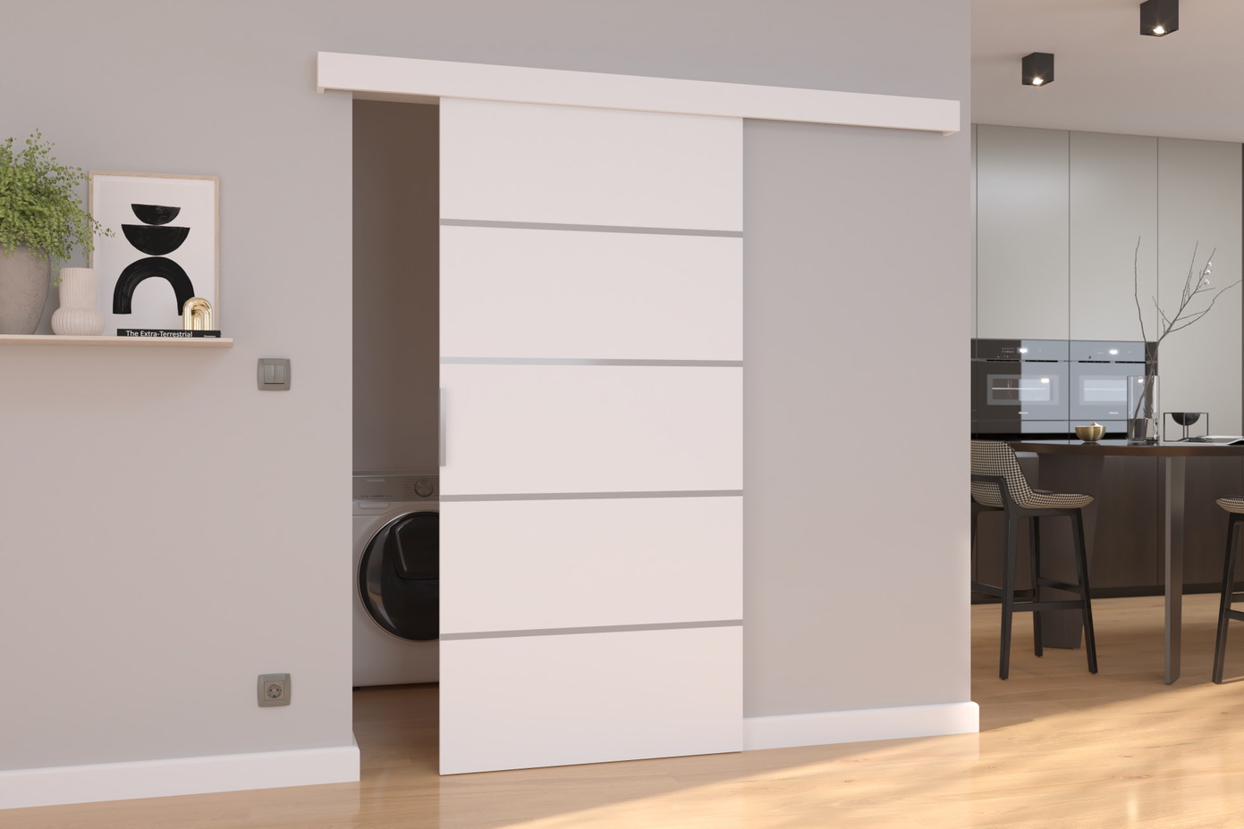 Stumdomos durys BIELLA 96, 96 x 205 cm, balta-0