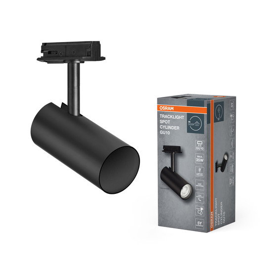 Taškinis bėgelių šviestuvas OSRAM TRACKLIGHT SPOT CYLINDER, 1xGU10, juodas, 14x13x5,5cm-1
