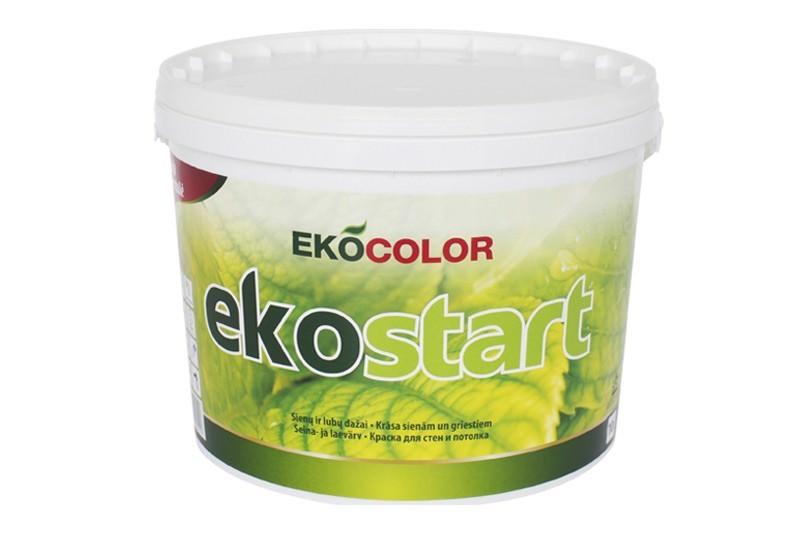 Sienų ir lubų dažai EKOCOLOR EKO START, visiškai matiniai, baltos sp., 10 l-0