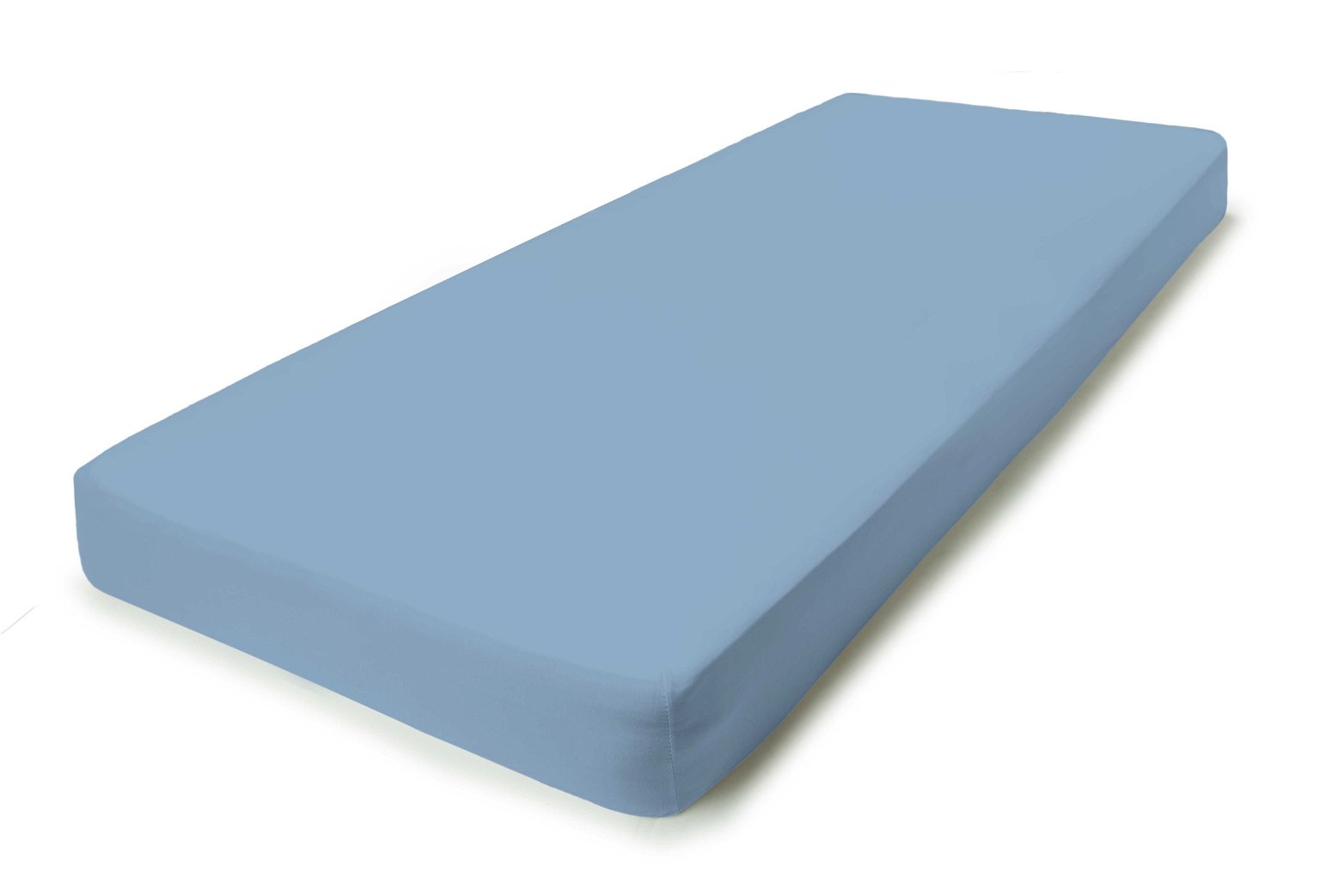 Trikotažinė paklodė su guma, šviesiai mėlynos sp., 180 x 200 + 25 cm, 100 % medvilnė