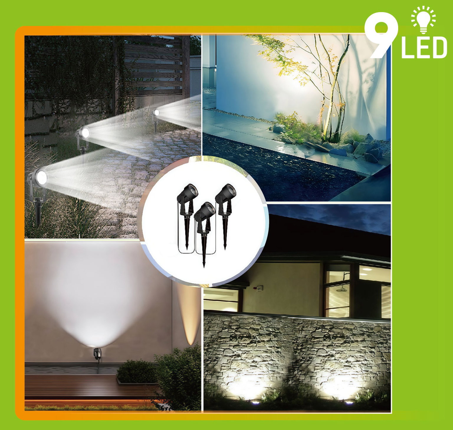 Įsmeigiamas LED lauko šviestuvas, IP44, 4000K, 150lm, šaltai baltos sp, 6,3+5m, sujungiamas, 3 vnt. - 4