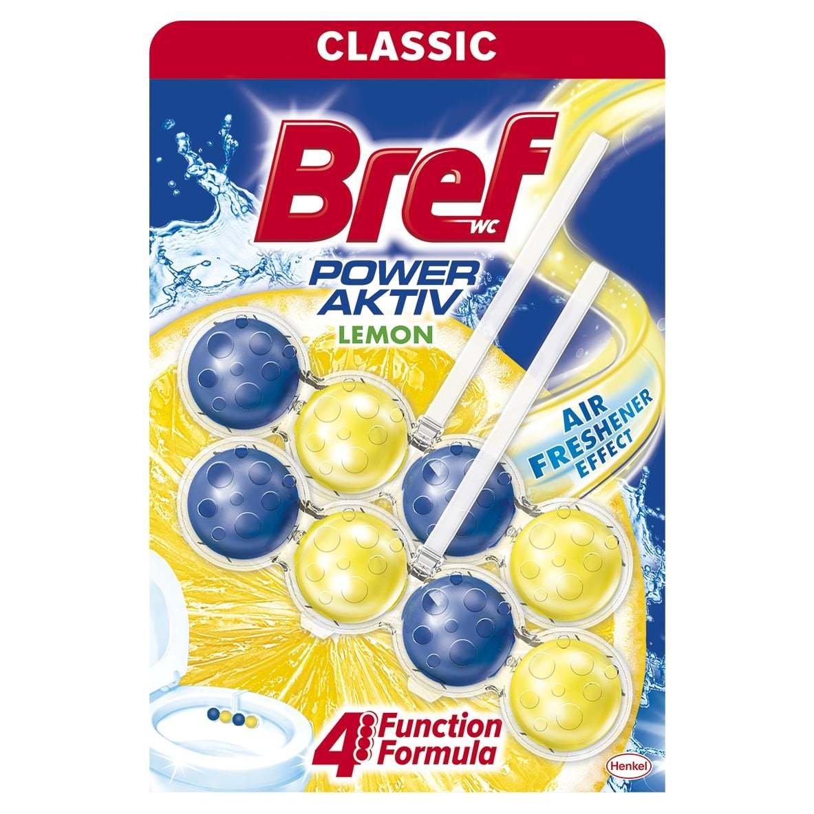 WC valiklis-gaiviklis BREF Power Aktiv Lemon, 2 x 50 g