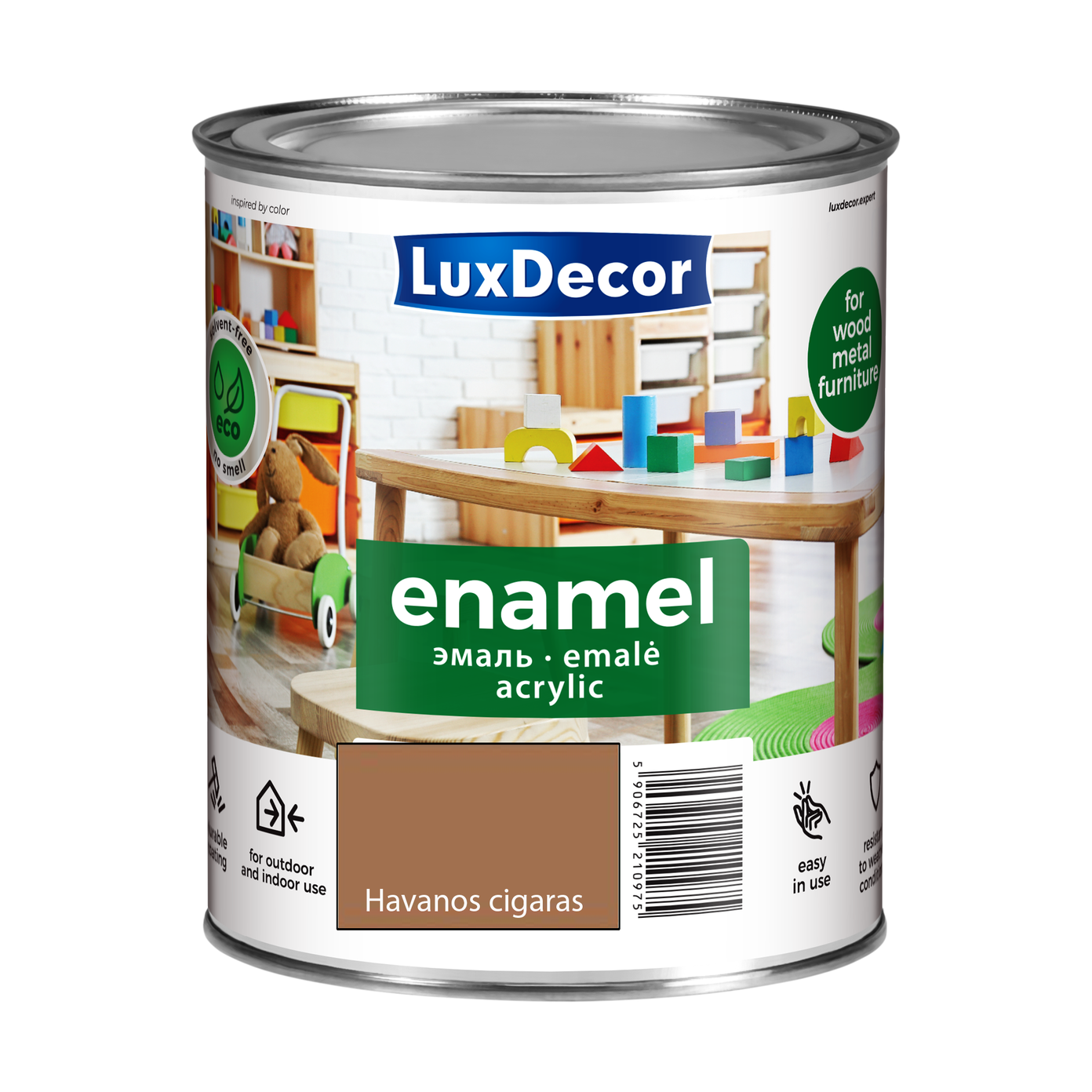 Akriliniai emaliniai dažai LUXDECOR, matiniai, Havanos cigaro sp., 750 ml-0