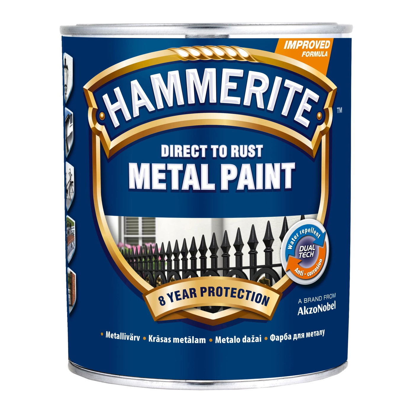 Metalo dažai HAMMERITE SMOOTH FINISH, blizgūs, baltos sp., 750 ml-0